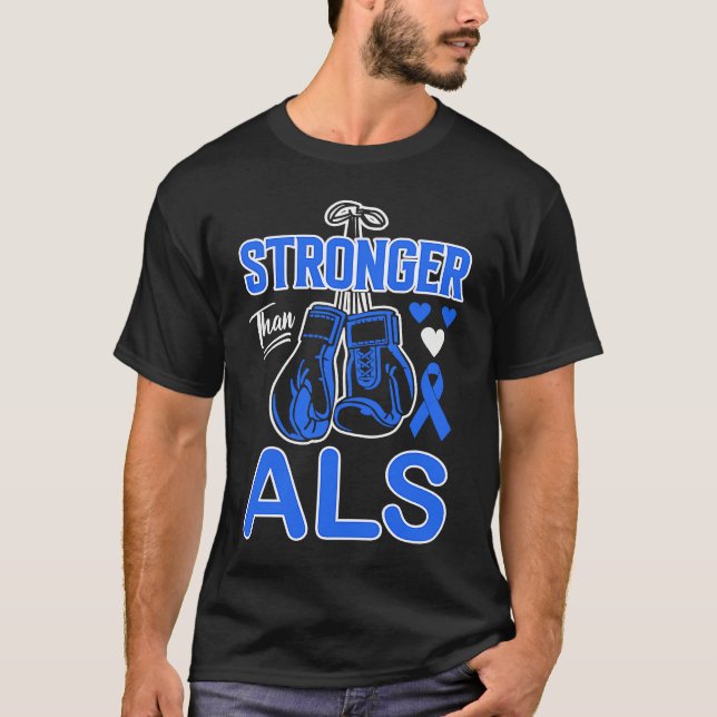 Boxing Boxer Stronger Than ALS Awareness T-Shirt (Vorderseite)