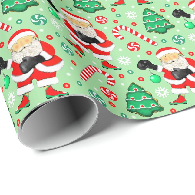 Boxing Boxer Weihnachtsgeschenk Wrapping Paper Geschenkpapier (Rolleneckpunkt)