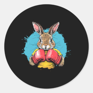 Boxing Bunny Strong Punch Illustration Runder Aufkleber