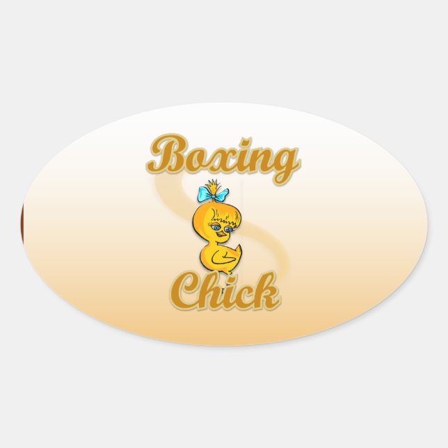 Boxing Chick Ovaler Aufkleber (Vorderseite)
