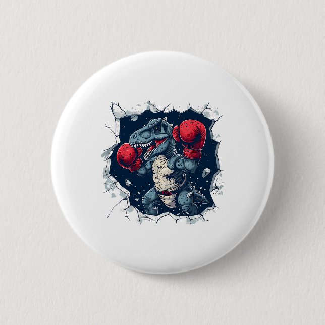 Boxing Dinosaur Boxer T-rex Kickboxing Dino Boxing Button (Vorderseite)
