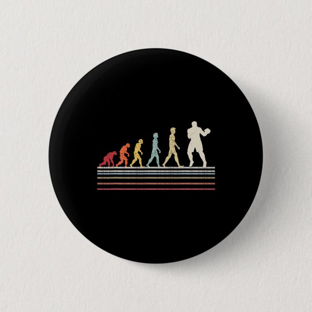 Boxing-Evolution Lustiges Boxer-Geschenk Retro Vin Button (Vorderseite)