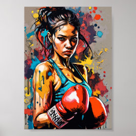 Boxing Girl Pop Art Fighter Martial Arts Portrait Poster