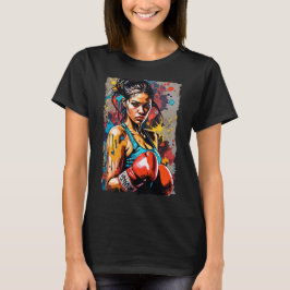 Boxing Girl Pop Art Fighter Martial Arts Portrait T-Shirt