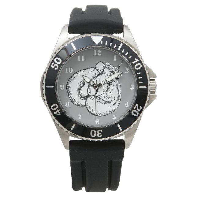 BOXING GLOVES with WHITE NUMERALS: SPORTS DESIGN Armbanduhr (Vorderseite)