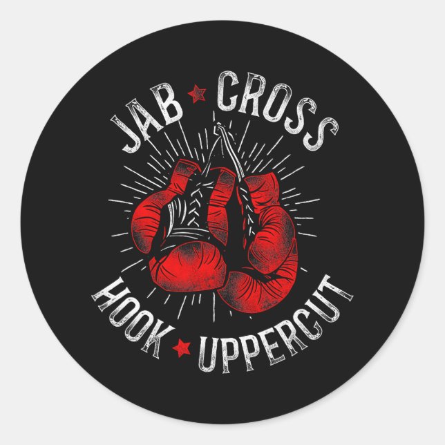Boxing Jab Cross Hook Uppercut Runder Aufkleber (Vorderseite)
