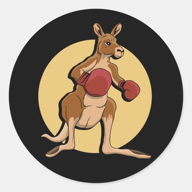 Boxing Kangaroo Classic Round Sticker (Vorderseite)
