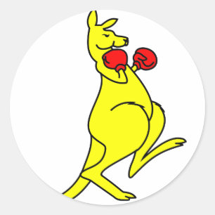 Boxing Kangaroo Runder Aufkleber