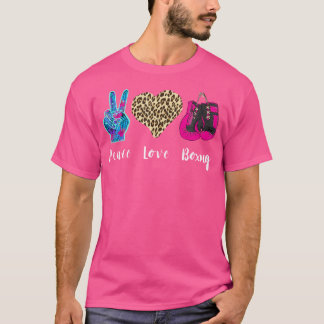 Boxing Liebe Peace Leopard Boxhandschuhe Kickboxin T-Shirt