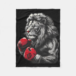 Boxing Löwe Portrait Motiv Wildtier Kickboxen Lieb Fleecedecke