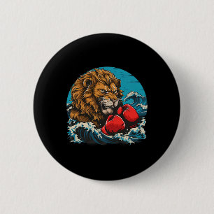 Boxing-Löwen-Porträt-Motiv Wildtier-Kickboxen Lieb Button