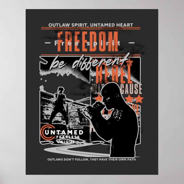 Boxing Motivation Rebel Fighter Gym & Training Poster (Vorne)