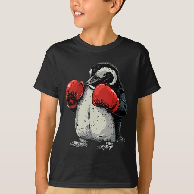 Boxing Penguin With Boxing Gloves Kickboxing Funny T-Shirt (Vorderseite)