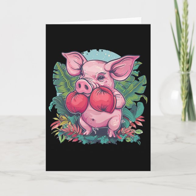 Boxing Pig With Boxing Gloves Kickboxing Funny Box Karte (Vorderseite)