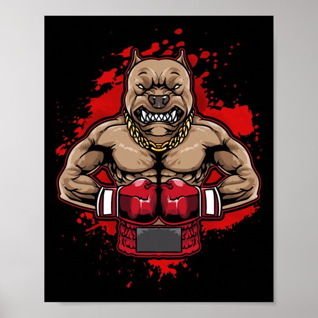Boxing Pit Bull Lieben Pitbuls Workout Hunde Tier Poster (Vorne)