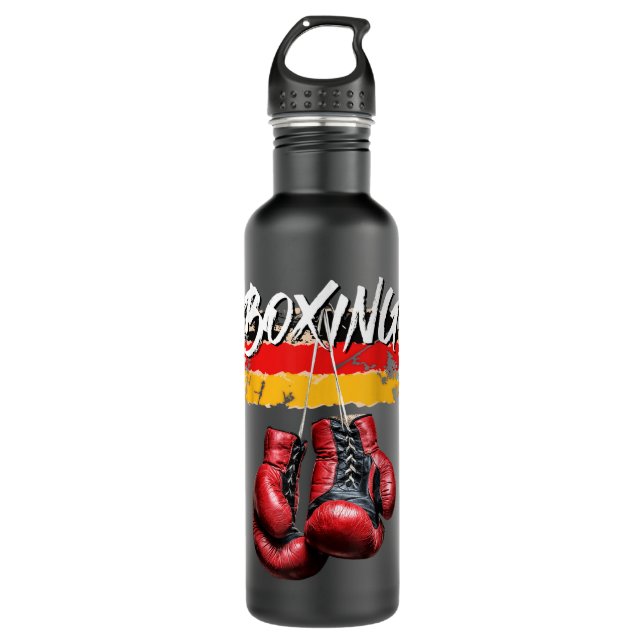 Boxing Red Gloves und Deutsche Flagge Sportgeschen Edelstahlflasche (Vorderseite)