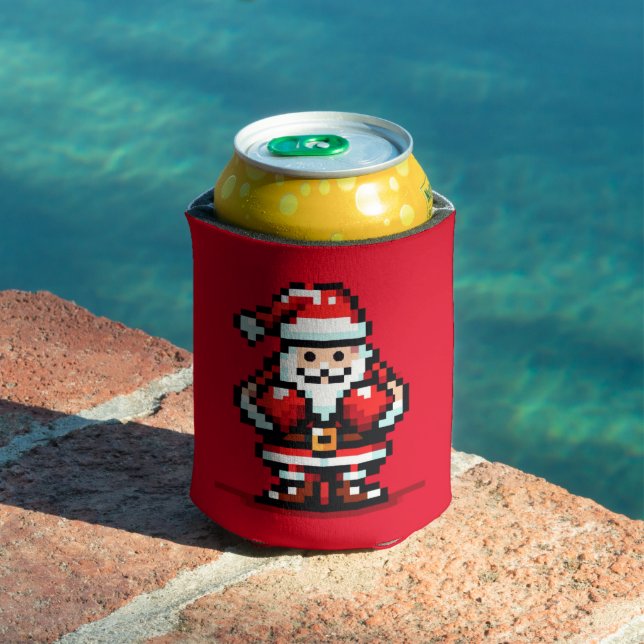 Boxing Santa - Retro Pixel Weihnachtskämpferdesign Dosenkühler (In Situ Pool)