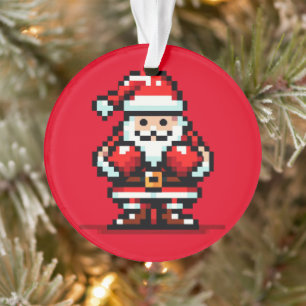 Boxing Santa - Retro Pixel Weihnachtskämpferdesign Ornament