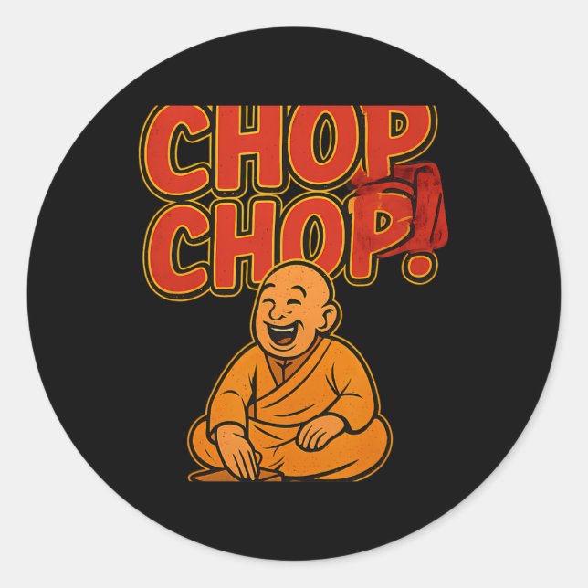 Boxing Spaß Chop Cartoon Priest Runder Aufkleber (Vorderseite)