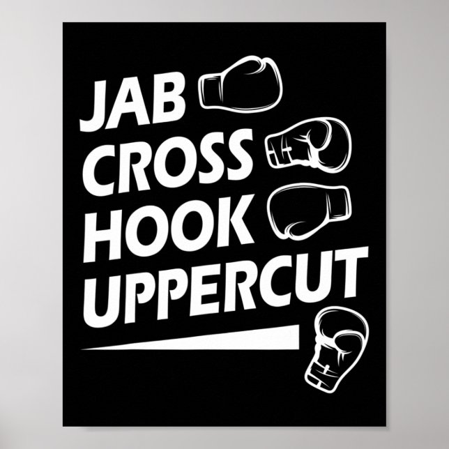 Boxing Sport Jab Cross Hook Uppercut Boxer Birthda Poster (Vorne)