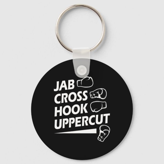 Boxing Sport Jab Cross Hook Uppercut Boxer Birthda Schlüsselanhänger (Vorderseite)