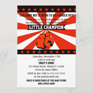 Boxing Sports Baby Boy Shower Invitation