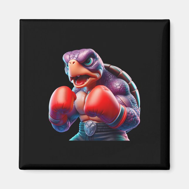 Boxing Tortoise Turtle Boxer Kickboxer Mixed Marti Magnet (Vorne)