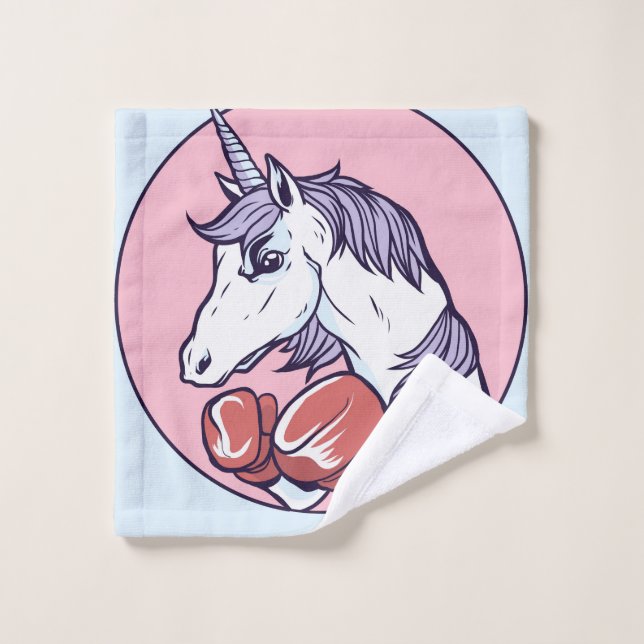 Boxing Unicorn Badhandtuch Set (Waschlappen)