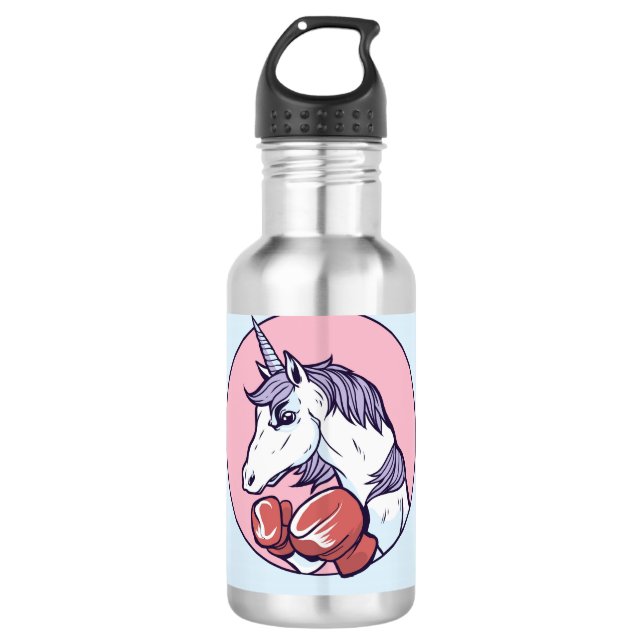 Boxing Unicorn Edelstahlflasche (Vorderseite)