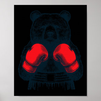 Boxkampf Bär kämpft Boxer Boxen Liebhaber Handschu Poster