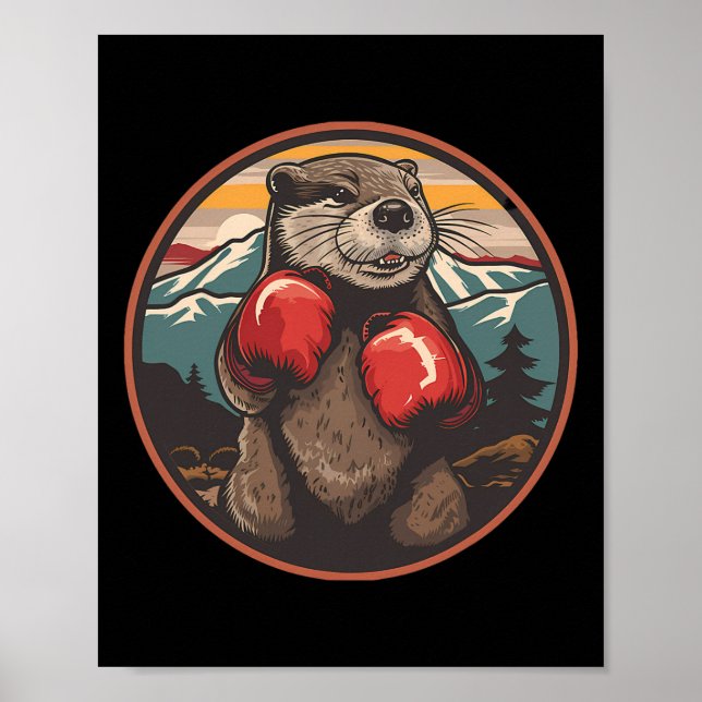 Boxotter mit Boxhandschuhen Kickboxen Lustig B Poster (Vorne)