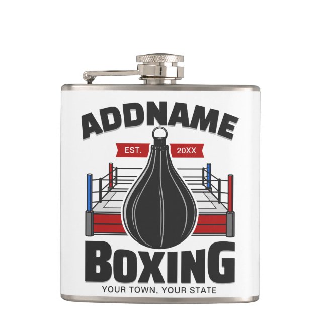 Boxring ADD NAME Boxer Gym Speed Bag Flachmann (Vorderseite)