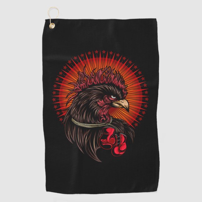 Boxrooster Golfhandtuch (Vorderseite)