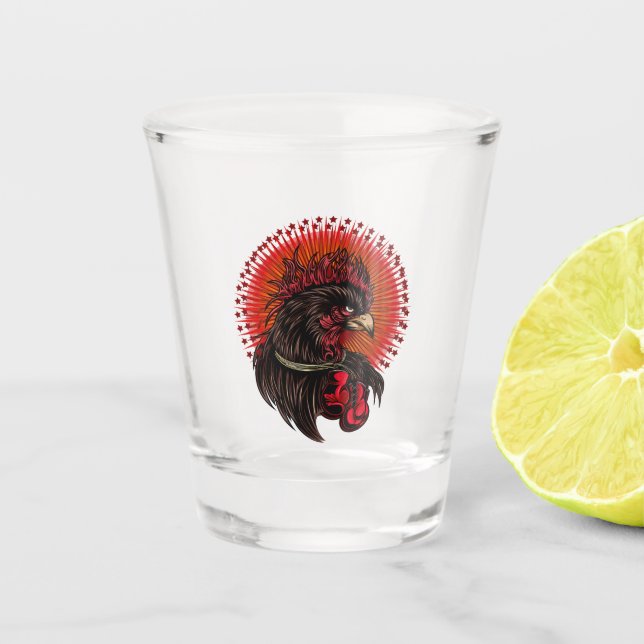 Boxrooster Schnapsglas (Vorderseite)