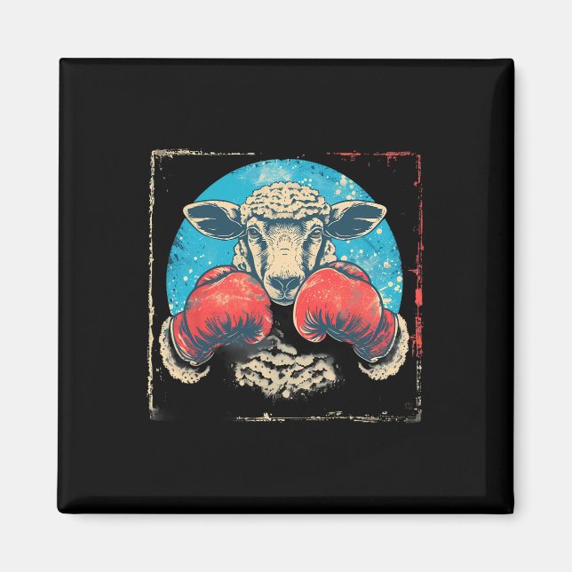 Boxschaf Lamm Boxhandschuhe Kickboxen Lustiger B Magnet (Vorne)
