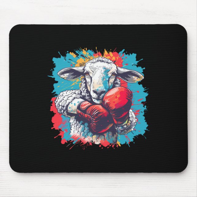 Boxschaf Lamm Boxhandschuhe Kickboxen Lustiger B Mousepad (Vorne)