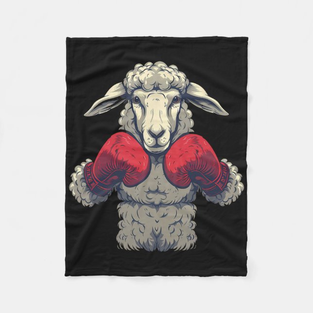 Boxschaf mit Boxhandschuhen Kickboxen Lustig B Fleecedecke (Vorderseite)