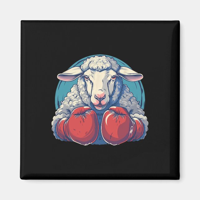 Boxschaf mit Boxhandschuhen Kickboxen Lustig B Magnet (Vorne)