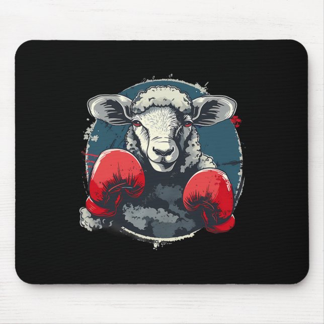 Boxschaf mit Boxhandschuhen Kickboxen Lustig B Mousepad (Vorne)
