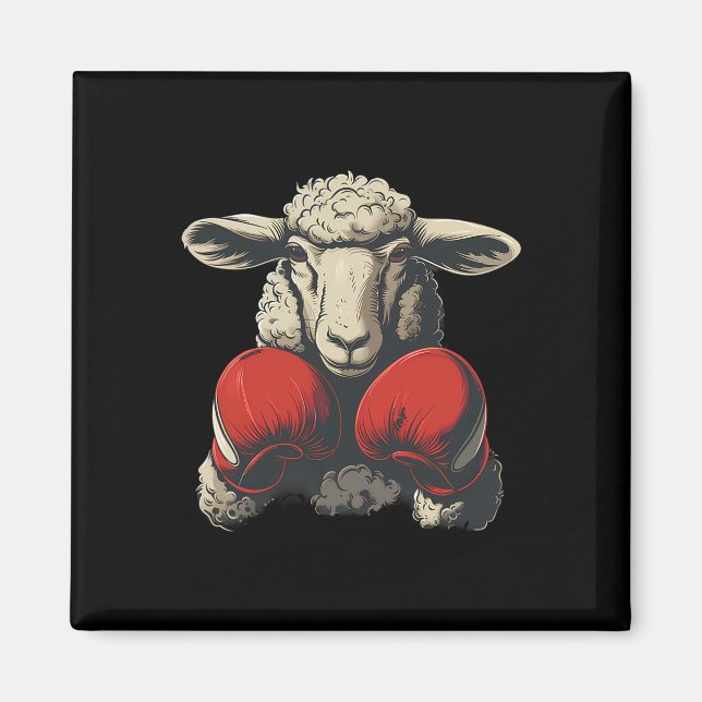 Boxschaf mit Boxhandschuhen Kickboxen Lustiges B Magnet (Vorne)