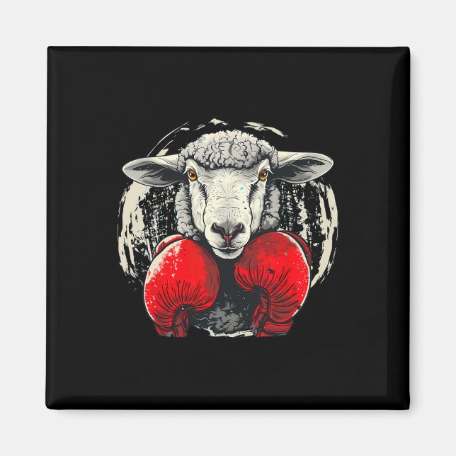 Boxschaf mit Boxhandschuhen Kickboxen Lustiges B Magnet (Vorne)