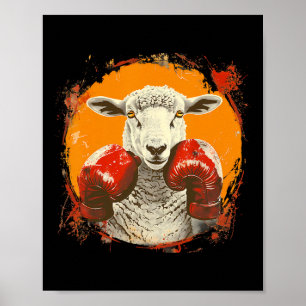 Boxschaf mit Boxhandschuhen Kickboxen Lustiges B Poster