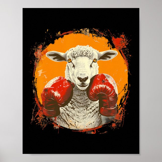 Boxschaf mit Boxhandschuhen Kickboxen Lustiges B Poster (Vorne)