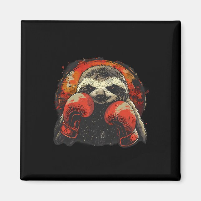 Boxschläger mit Boxhandschuhen Kickboxing Funny B Magnet (Vorne)