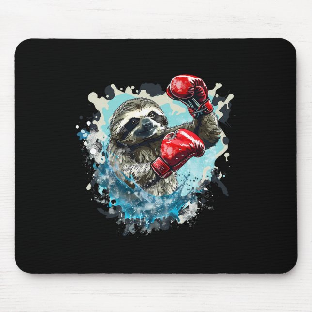 Boxschläger mit Boxhandschuhen Kickboxing Funny B Mousepad (Vorne)