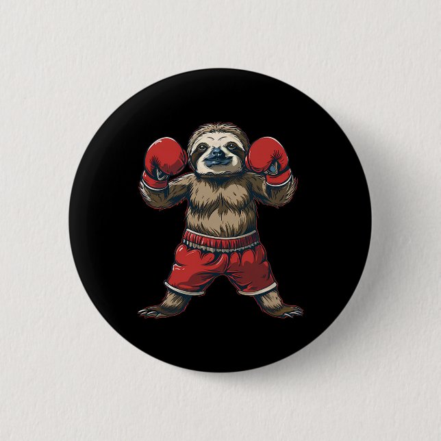 BoxSloth Lover Boxhandschuhe Kickboxing Funny Button (Vorderseite)