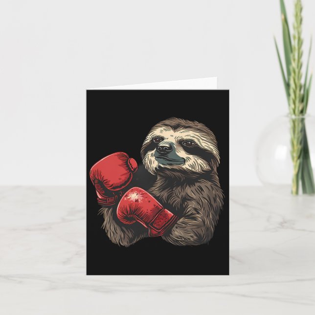 BoxSloth Lover Boxhandschuhe Kickboxing Funny Karte (Vorderseite)
