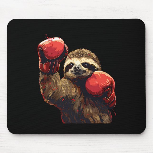 BoxSloth Lover Boxhandschuhe Kickboxing Funny Mousepad (Vorne)