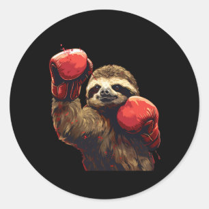 BoxSloth Lover Boxhandschuhe Kickboxing Funny Runder Aufkleber