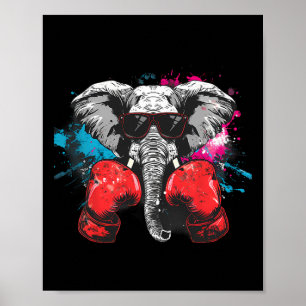 Boxsport Elefantenliebhaber Boxhandschuhe Kickboxe Poster